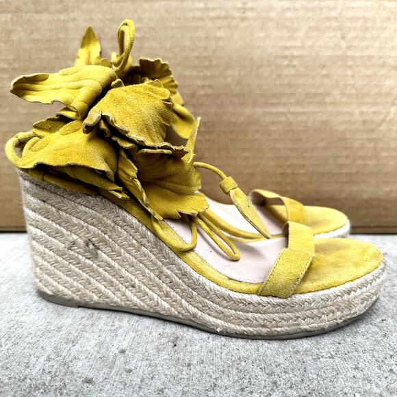 Cecelia Wedge Sandals Lily Platform Open Toe Wrap Around Ankle Strap Yellow 7 - Picture 3 of 7